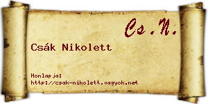 Csák Nikolett névjegykártya
